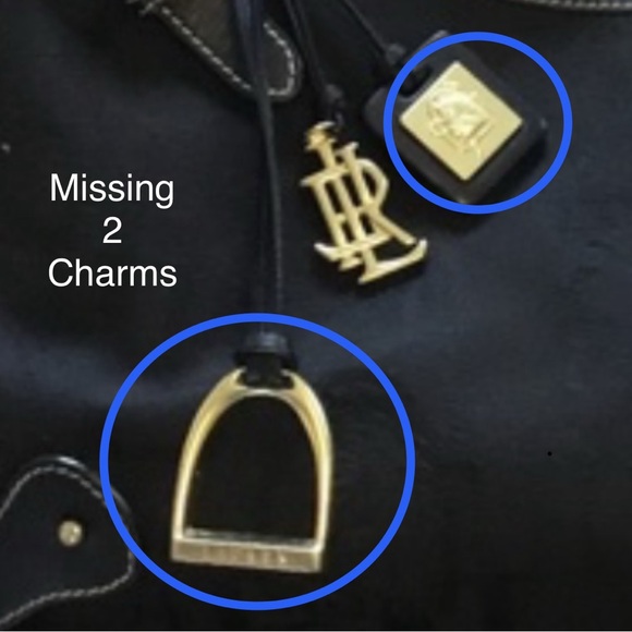 LRL Lauren Ralph Lauren Black Shoulder Bag Signature Logo Canvas Buckles Flawed - Picture 12 of 13